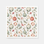 Serviette En Papier Rouge Vert Noël Ornements de Noël Boho Antique (Devant)