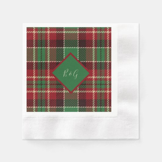 Serviette En Papier rouge vert noir écossais celtique tartan mariage (Devant)