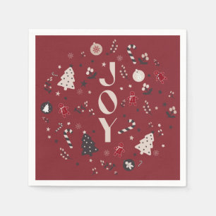 Serviette En Papier Rouge Vin Nordic Joy Sapin de Noël Canne à Bonbon 