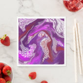 Serviette En Papier Rouge violet Abstrait Marbre moderne Fluid Art (En situation)