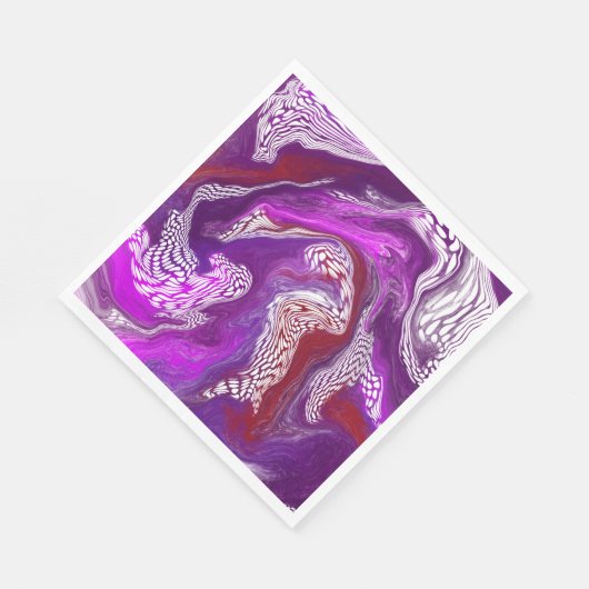 Serviette En Papier Rouge violet Abstrait Marbre moderne Fluid Art (Coin)