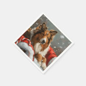 Serviette En Papier Rough Collie Chien Festif de Noël (Coin)