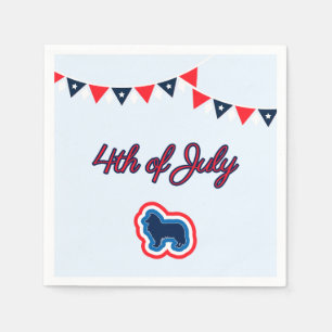 Serviette En Papier Rough Collie Rouge Blanc Et Bleu 4 Juillet