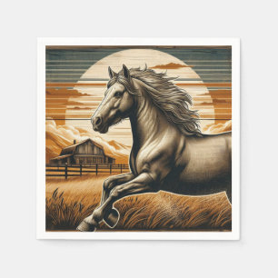 Serviette En Papier Rouille/cheval vintage/Ouest