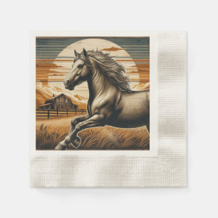 Serviette En Papier Rouille/cheval vintage/Ouest