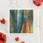 Serviette En Papier Rouille et Turquoise (En situation)