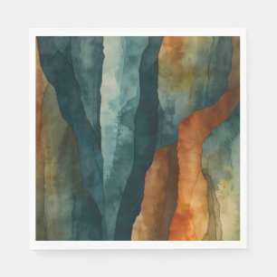 Serviette En Papier Rouille et Turquoise