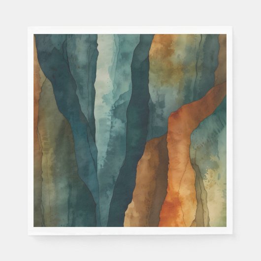 Serviette En Papier Rouille et Turquoise (Devant)