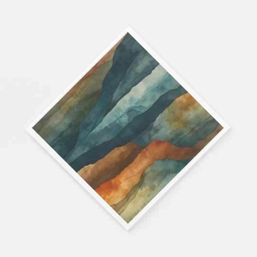 Serviette En Papier Rouille et Turquoise (Coin)