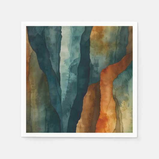 Serviette En Papier Rouille et Turquoise (Devant)