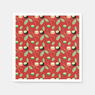 Serviette En Papier Roulés de hibachi et baguettes pour fête de sushi