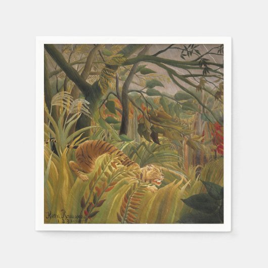Serviette En Papier Rousseau Jungle Tropical Tiger Art (Devant)