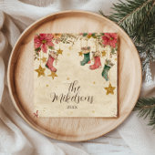 Serviette En Papier Rousses et Poinsettias Noël