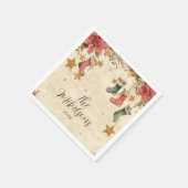 Serviette En Papier Rousses et Poinsettias Noël (Coin)