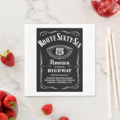 Serviette En Papier Route 66 Étiquette noir (En situation)