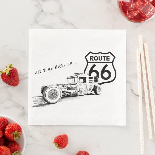 Serviette En Papier Route 66 Papier Napkin (En situation)