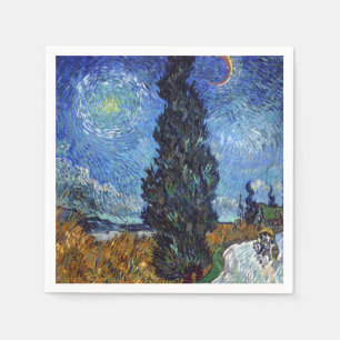 Serviette En Papier Route avec cyprès de Van Gogh Impressionnisme