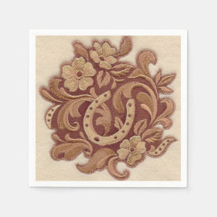 Serviette En Papier roux rustique cowgirl western pays floral