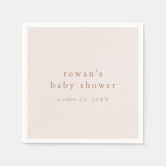 Serviette En Papier ROWAN rose et or Rustique Baby shower simple (Devant)