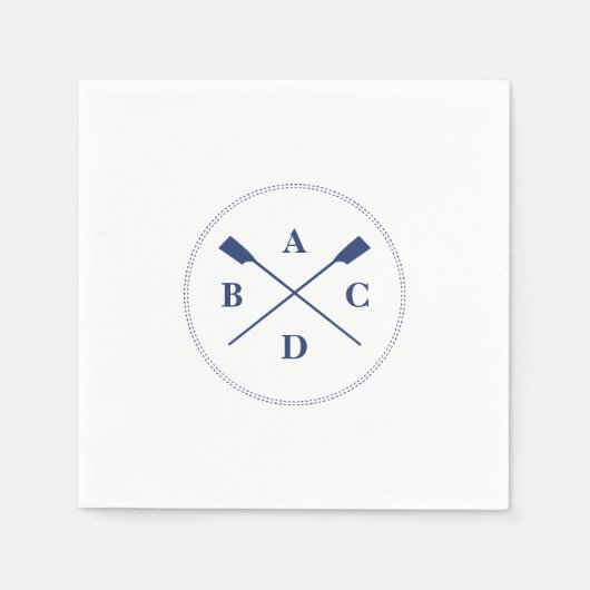 Serviette En Papier Rowing crossed oars navy initials (Devant)