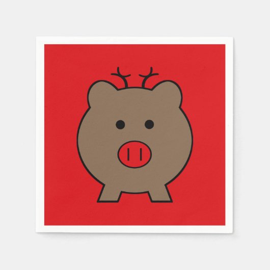 Serviette En Papier ~ Roy le cochon de Noël (Devant)