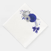 Serviette En Papier royal bleu & argent fleurs & argent feuilles (Coin)