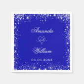 Serviette En Papier Royal bleu argent parties scintillant noms coeur m (Devant)