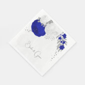 Serviette En Papier royal bleu & blanc fleurs argent mariage (Coin)