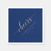 Serviette En Papier Royal Bleu et or Mariage serviettes (Devant)