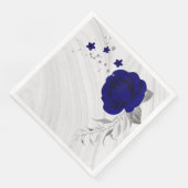 Serviette En Papier royal bleu fleurs argent feuille marbre papier din (Coin)
