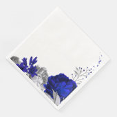Serviette En Papier royal bleu fleurs & argent feuille mariage (Coin)