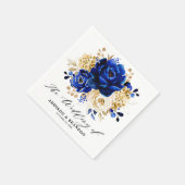 Serviette En Papier Royal Bleu Jaune Or Mariage métallique Floral (Coin)