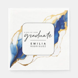 Serviette En Papier Royal Bleu Jaune Or Moderne Graduation