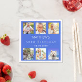 Serviette En Papier Royal bleu photo collage fête d'anniversaire (En situation)