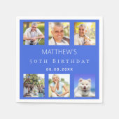 Serviette En Papier Royal bleu photo collage fête d'anniversaire (Devant)