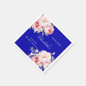 Serviette En Papier Royal bleu rose roses floraux élégant anniversaire (Coin)