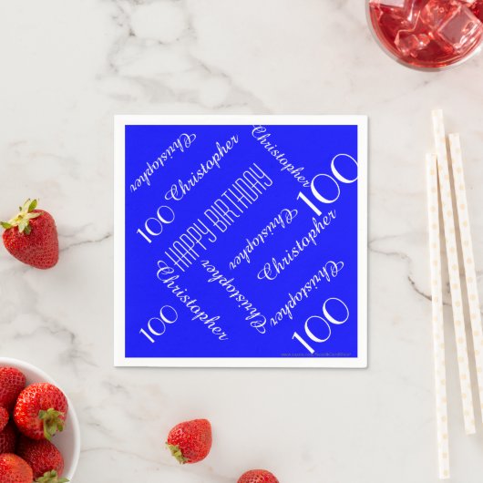 Serviette En Papier Royal Blue 100th Birthday Party Repeat Names Papie (En situation)
