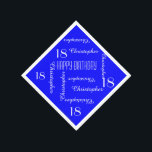 Serviette En Papier Royal Blue 18th Birthday Party Repeat Names Papier<br><div class="desc">CHOISISSEZ VOTRE COULEUR et créez votre propre serviette en papier élégante et personnalisée pour une fête du 18e anniversaire ou toute autre occasion. Le nom et l'âge se répètent en blanc. Ce style est par défaut un arrière - plan bleu, mais vous pouvez cliquer sur CUSTOMISER pour sélectionner facilement une...</div>