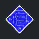 Serviette En Papier Royal Blue 18th Birthday Party Repeat Names Papier<br><div class="desc">CHOISISSEZ VOTRE COULEUR et créez votre propre serviette en papier élégante et personnalisée pour une fête du 18e anniversaire ou toute autre occasion. Le nom et l'âge se répètent en blanc. Ce style est par défaut un arrière - plan bleu, mais vous pouvez cliquer sur CUSTOMISER pour sélectionner facilement une...</div>