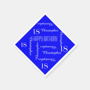 Serviette En Papier Royal Blue 18th Birthday Party Repeat Names Papier