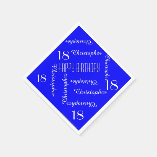 Serviette En Papier Royal Blue 18th Birthday Party Repeat Names Papier (Coin)