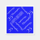Serviette En Papier Royal Blue 25th Birthday Party Répéter les noms, p (Devant)