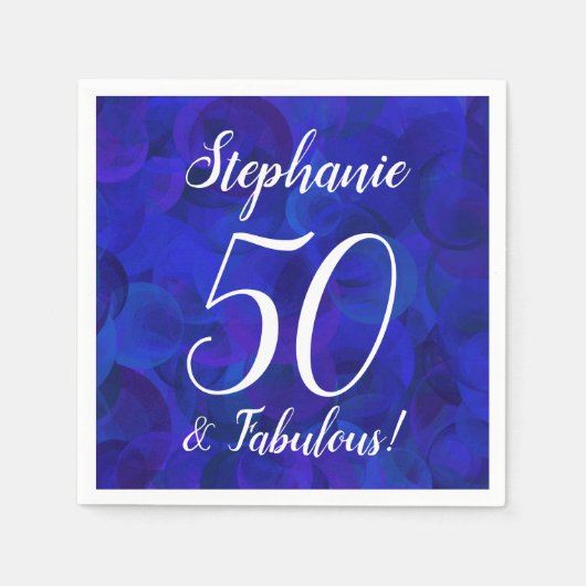 Serviette En Papier Royal Blue 50 et fabuleux Anniversaire Napkins (Devant)