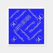 Serviette En Papier Royal Blue 50th Birthday Party Répéter les noms, p (Devant)