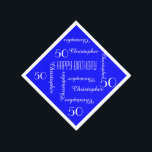 Serviette En Papier Royal Blue 50th Birthday Party Répéter les noms, p<br><div class="desc">CHOISISSEZ VOTRE COULEUR et créez votre propre serviette en papier élégante et personnalisée pour une fête du 50e anniversaire ou toute autre occasion. Le nom et l'âge se répètent en blanc. Ce style est par défaut un arrière - plan bleu, mais vous pouvez cliquer sur CUSTOMISER pour sélectionner facilement une...</div>