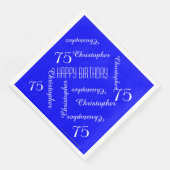 Serviette En Papier Royal Blue 75th Birthday Party Repeat Names, Papie (Coin)