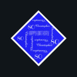 Serviette En Papier Royal Blue 80th Birthday Party Répéter les noms, p<br><div class="desc">CHOISISSEZ VOTRE COULEUR et créez votre propre serviette en papier élégante et personnalisée pour une fête du 80e anniversaire ou toute autre occasion. Le nom et l'âge se répètent en blanc. Ce style est par défaut un arrière - plan bleu, mais vous pouvez cliquer sur CUSTOMISER pour sélectionner facilement une...</div>