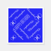 Serviette En Papier Royal Blue 90th Birthday Party Repeat Names, Papie (Devant)