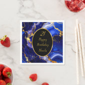 Serviette En Papier Royal Blue and Gold Marble Agate Anniversaire (En situation)