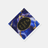 Serviette En Papier Royal Blue and Gold Marble Agate Anniversaire (Coin)